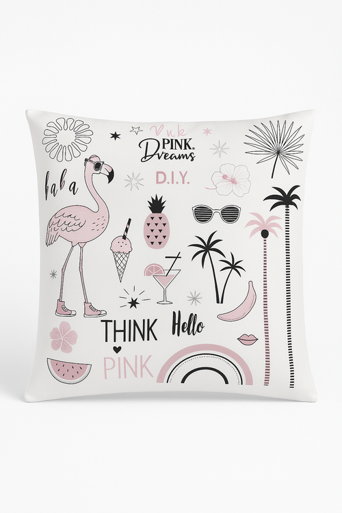 housse de coussin carrée motif flamant rose décoratif pour intérieur