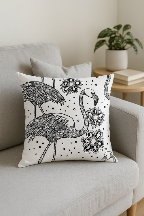 housse de coussin carrée motif flamant rose décoratif pour votre intérieur - vue 2 sur 2