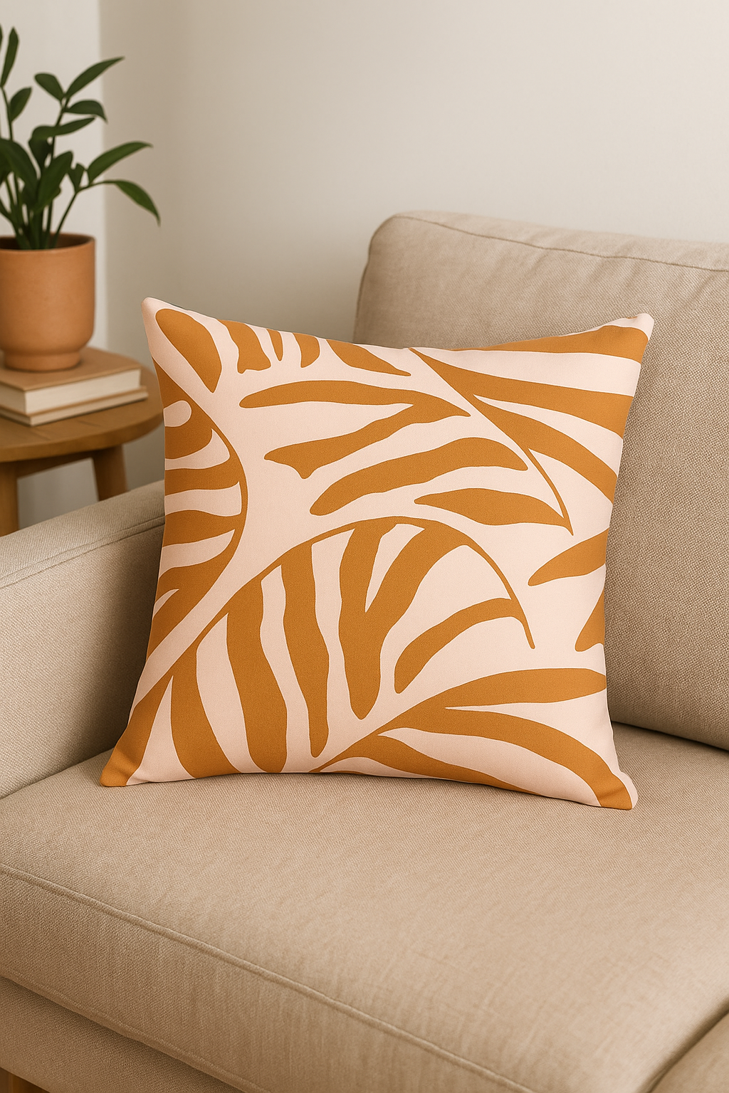 housse de coussin carrée motif géométrique marron élégant et moderne