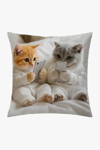 housse de coussin chatons mignons avec smartphones colorés