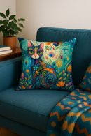 housse de coussin chats fantastiques colorés pour déco originale