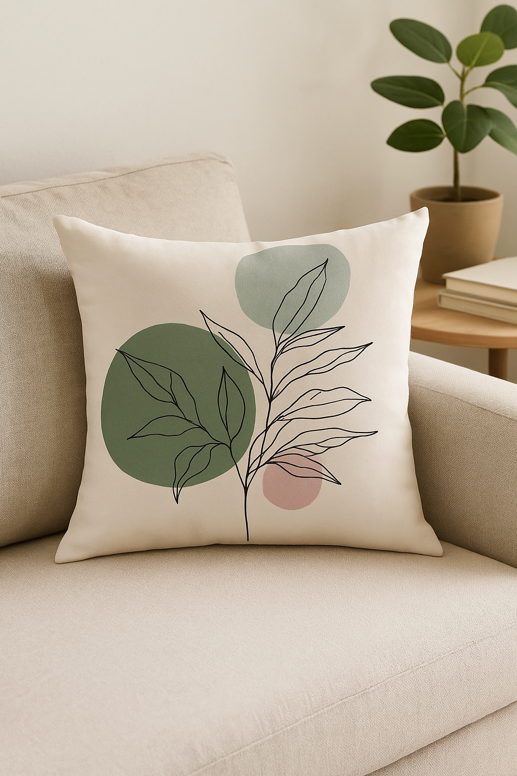 housse de coussin créative à motifs de feuilles vertes