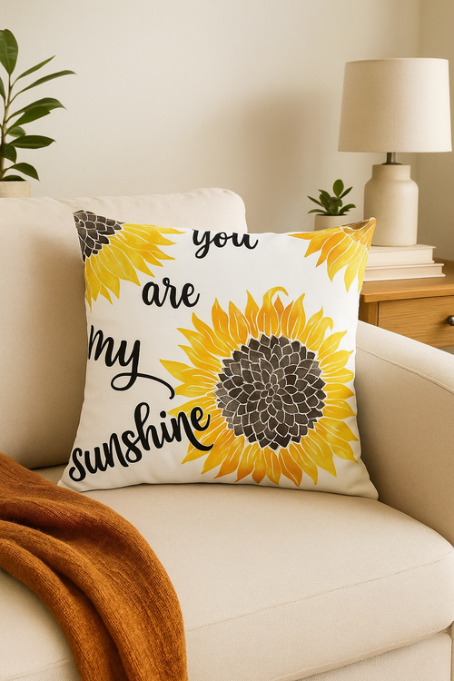 housse de coussin créative motif tournesol jaune 45x45 cm - vue 2 sur 2