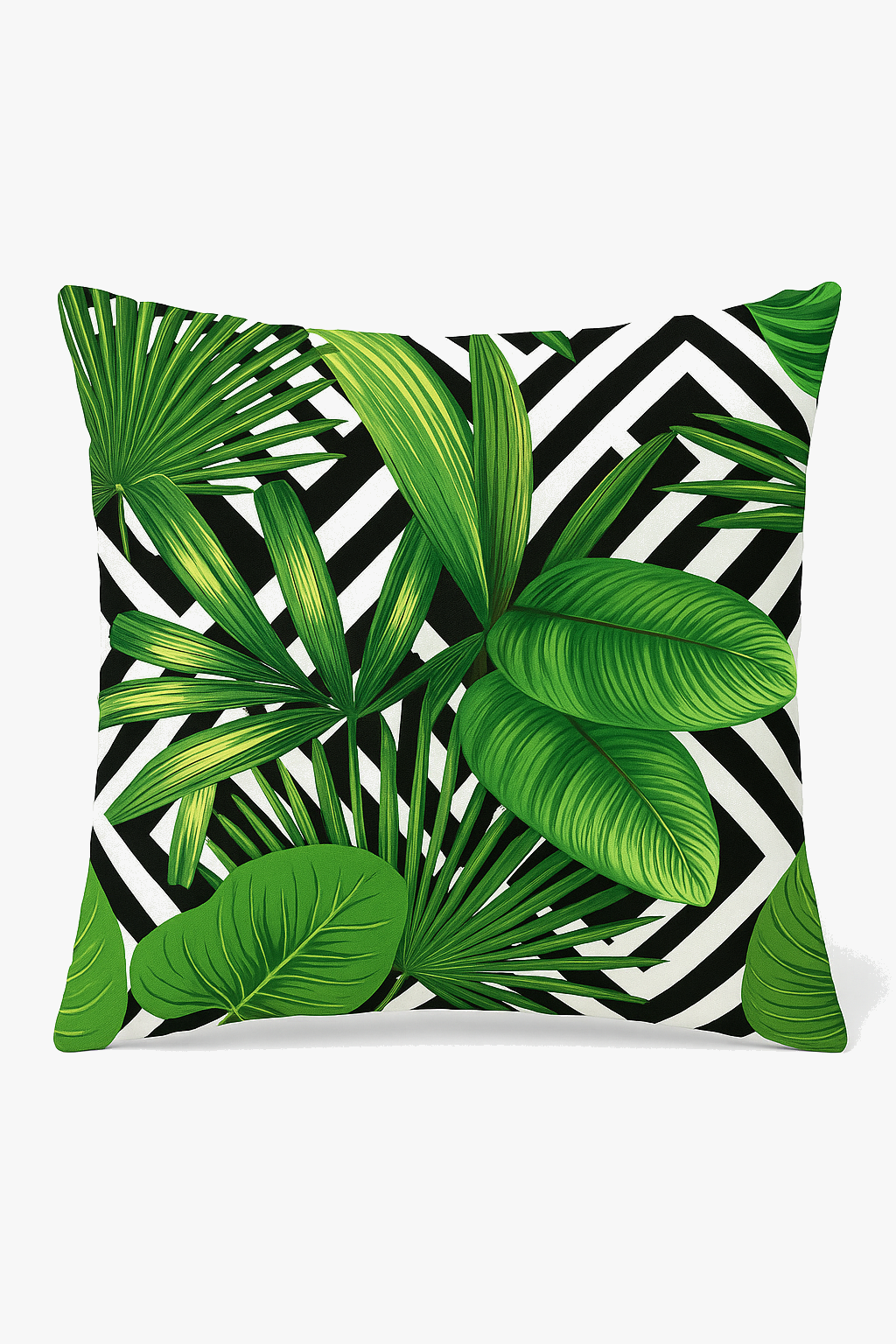 housse de coussin décorative motif cactus et plantes tropicales