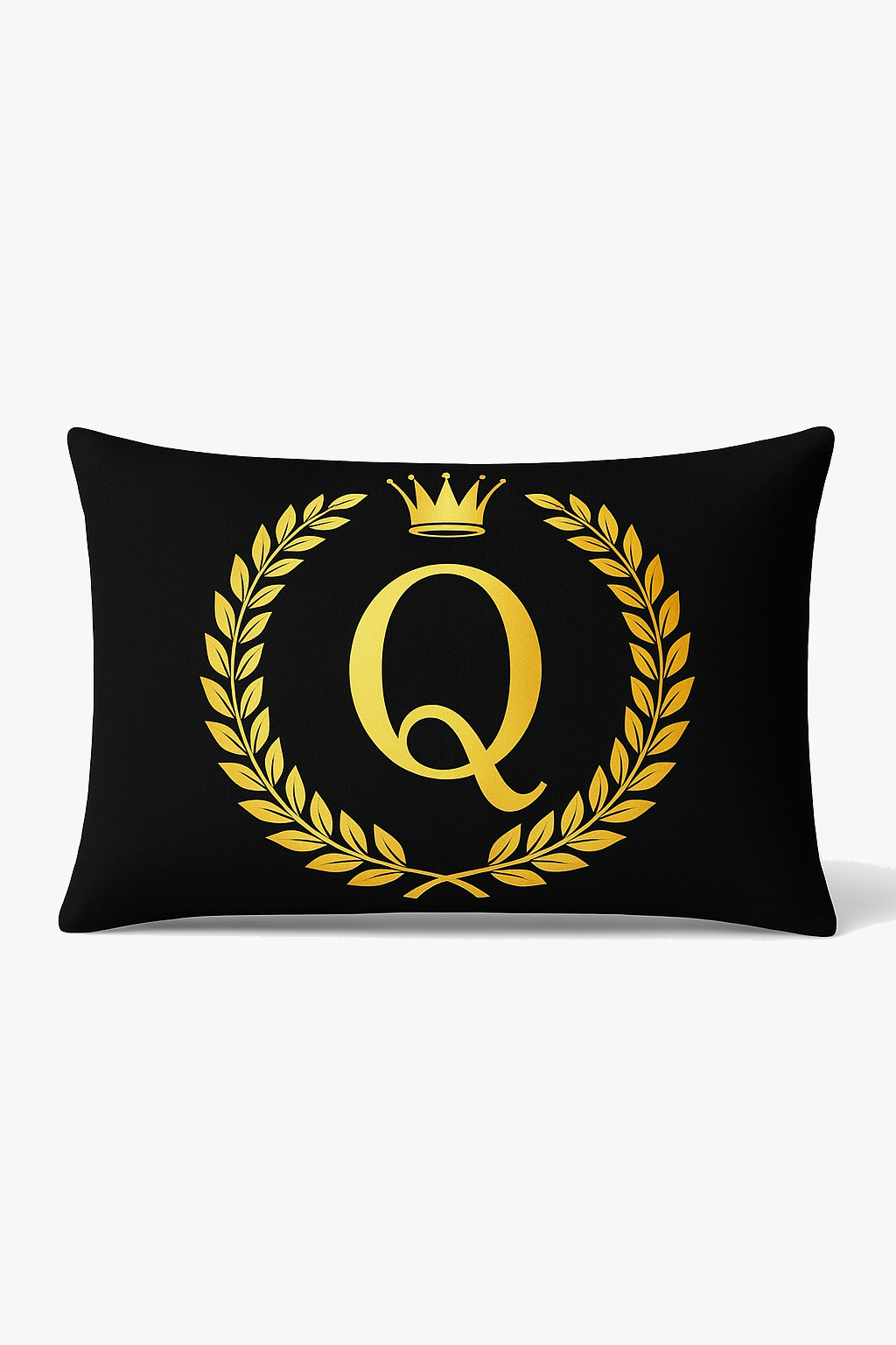 housse de coussin décorative motif lettres noires dorées