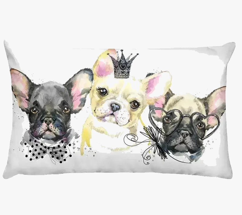housse de coussin décorative petits animaux chiot chat