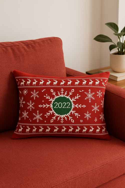 housse de coussin de noël rouge pour décoration intérieure - vue 2 sur 2