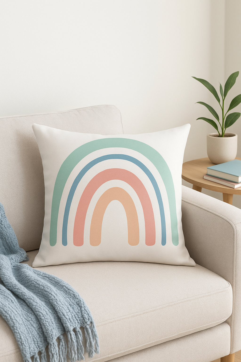 housse de coussin décorative arc-en-ciel et géométrique pour canapé