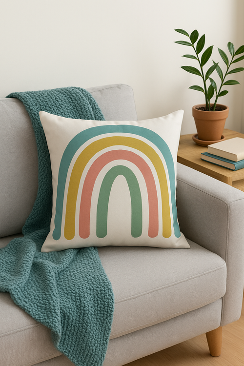 housse de coussin décorative arc-en-ciel géométrique pour canapé - vue 2 sur 2