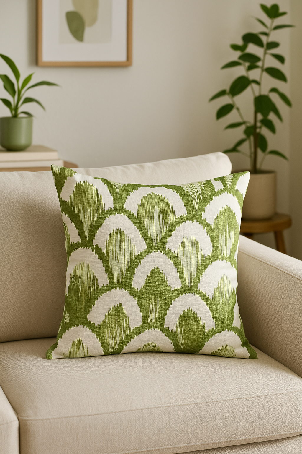 housse de coussin décorative avec motif feuilles vertes