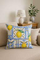 housse de coussin décorative fruits d'été citron orange fraise pastèque
