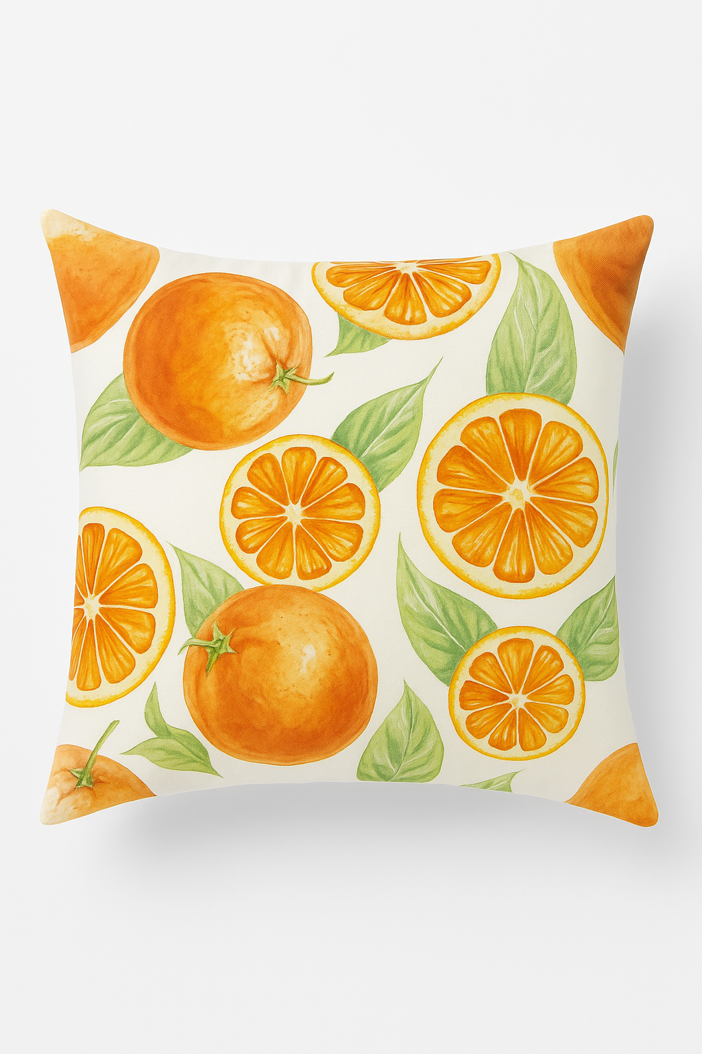 housse de coussin décorative fruits d'été citron orange fraise pastèque