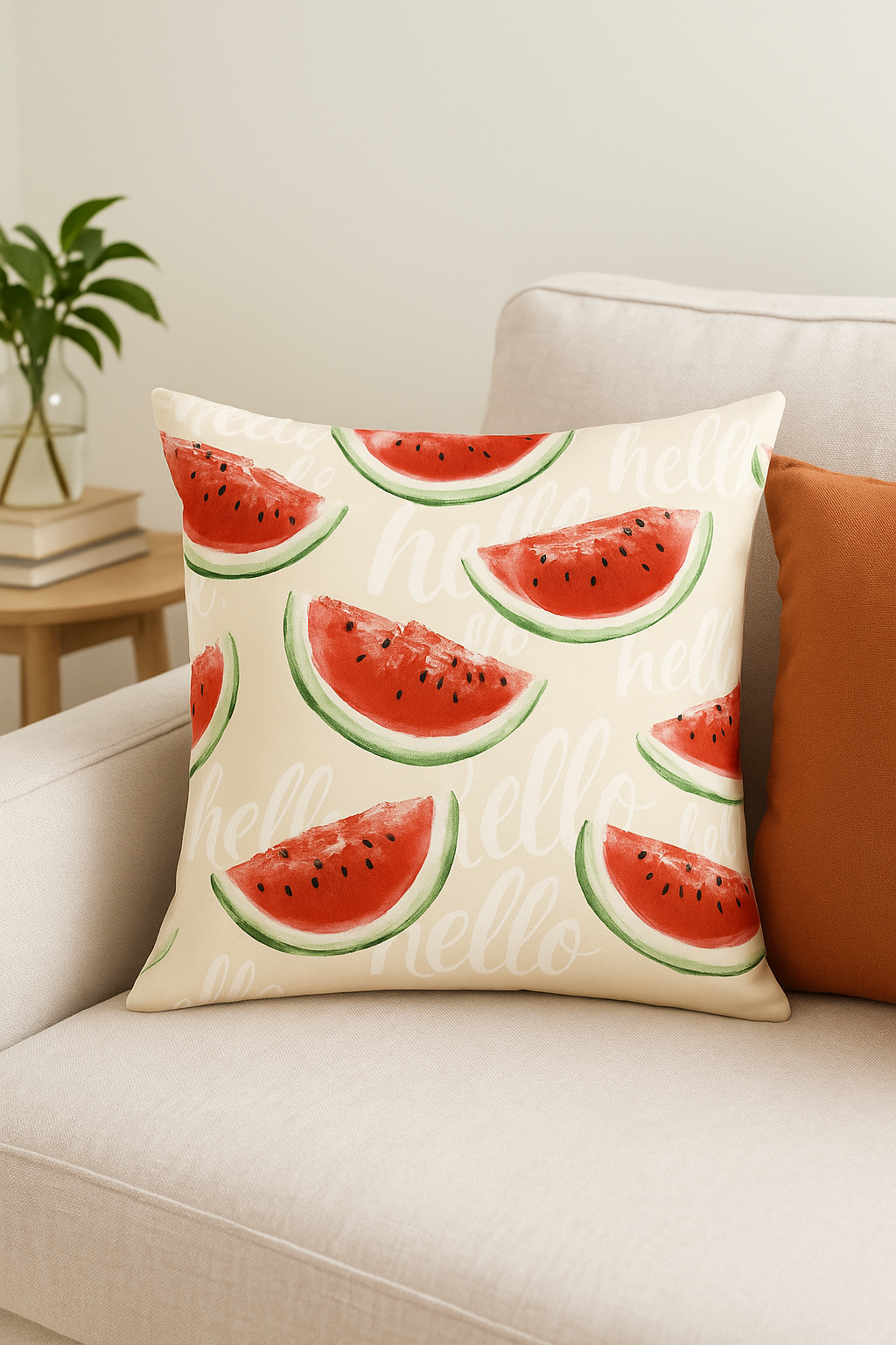 housse de coussin décorative fruits d'été citron orange fraise pastèque - vue 3 sur 2