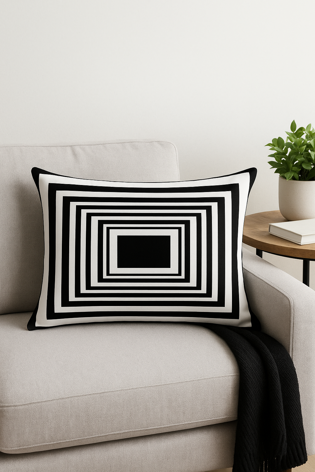 housse de coussin décorative géométrique noir et jaune 30 x 50 cm