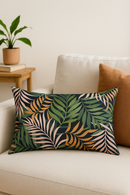 housse de coussin décorative motif feuilles tropicales vertes 30x50 cm