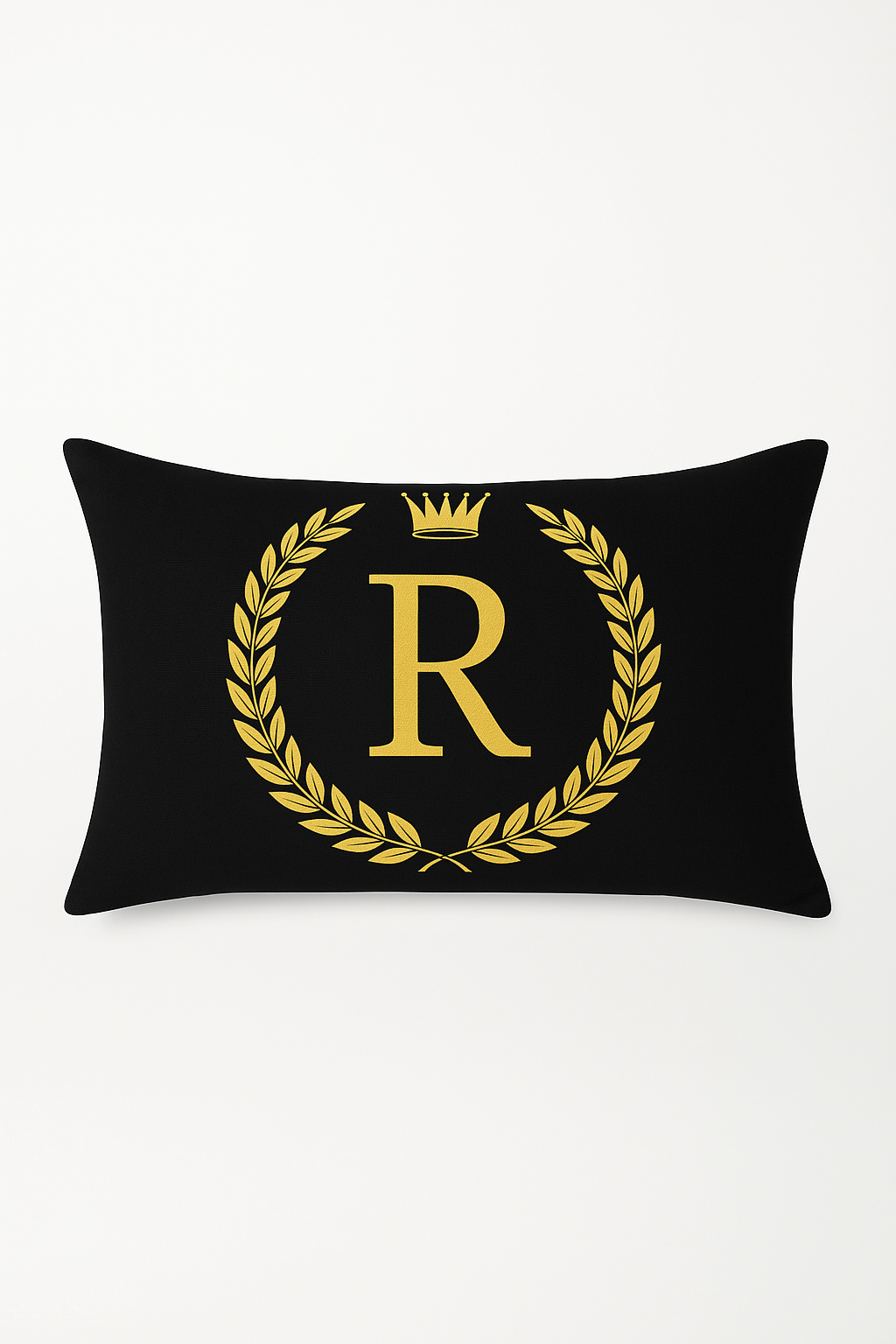 housse de coussin décorative motif lettres noires dorées