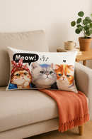 housse de coussin décorative motif petits animaux chiot chat