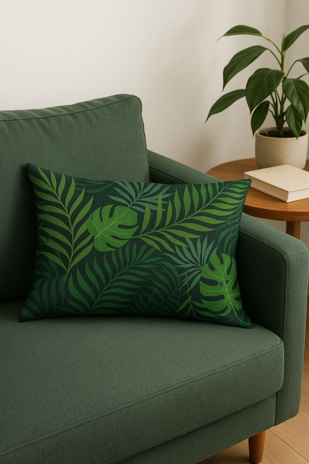 housse de coussin décorative motif tropical vert 30 x 50 cm