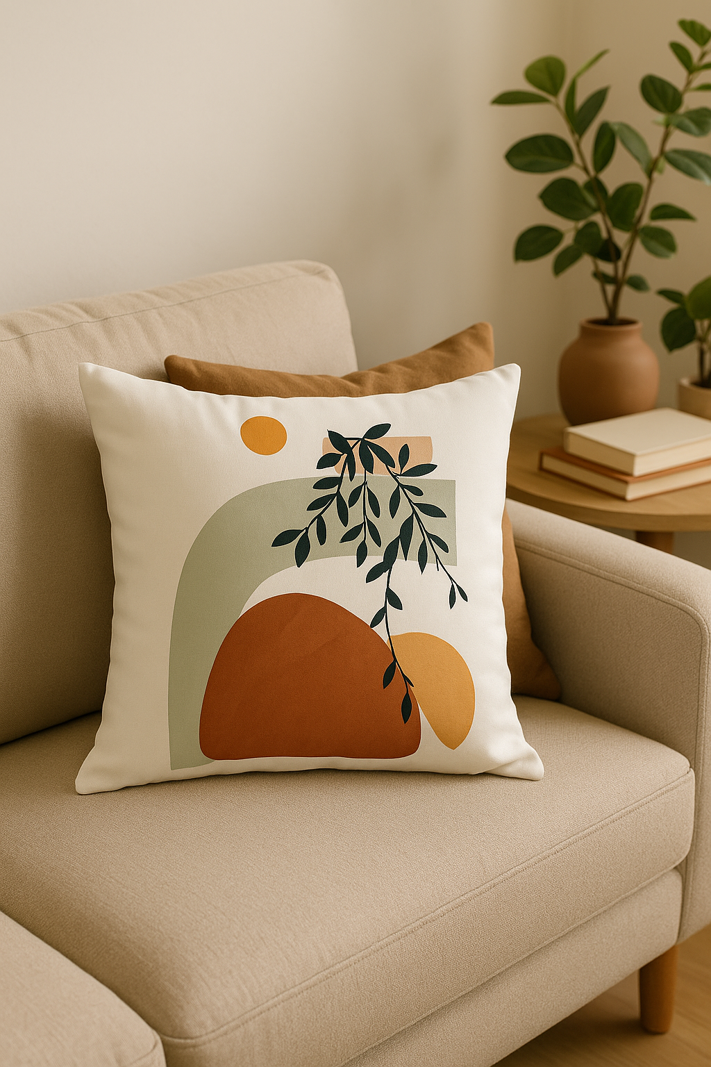 housse de coussin décorative motif végétal 45 cm x 45 cm - vue 3 sur 2