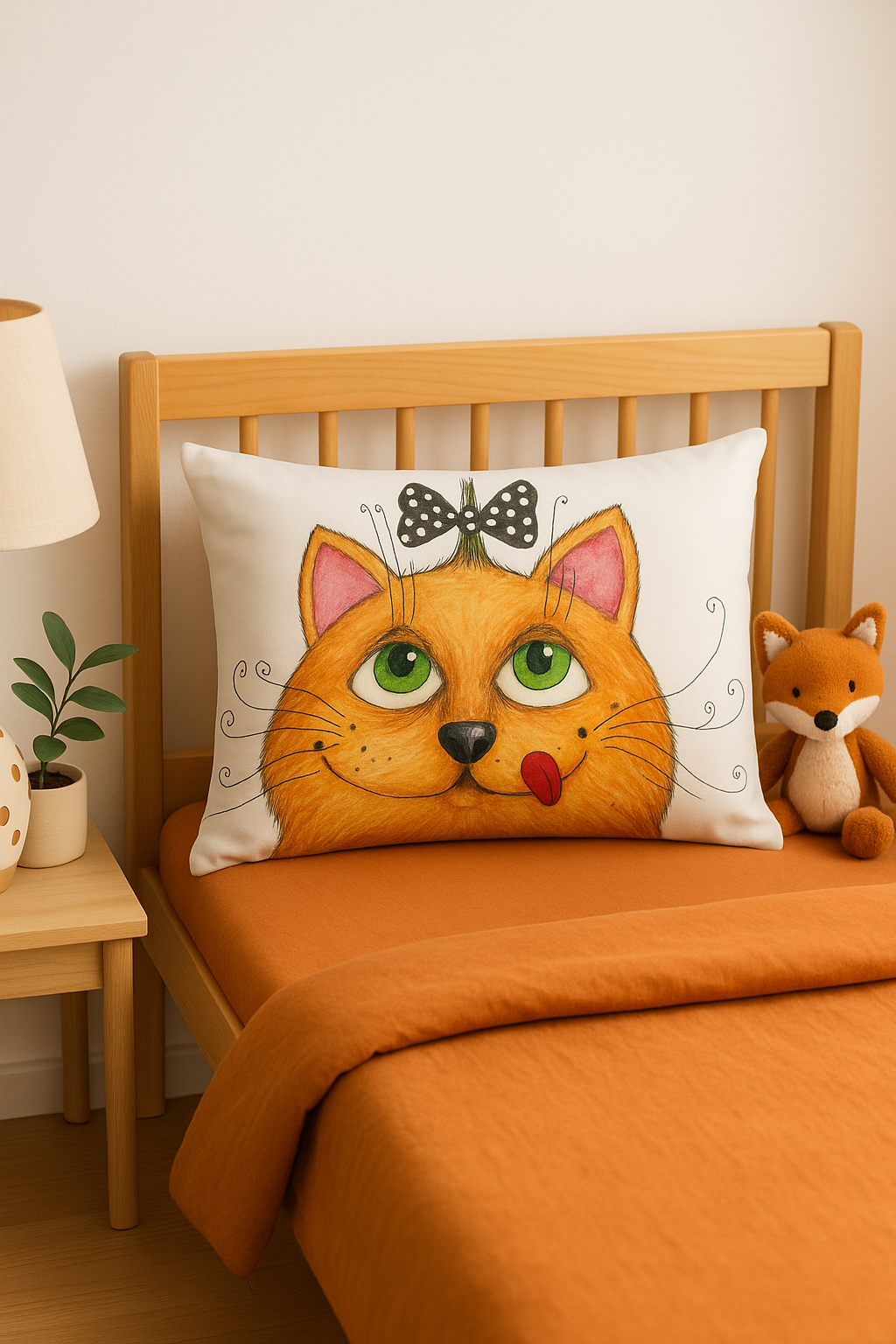 housse de coussin décorative petits animaux chiot chat - vue 2 sur 2
