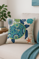 housse de coussin décorative tortue marine motif animal