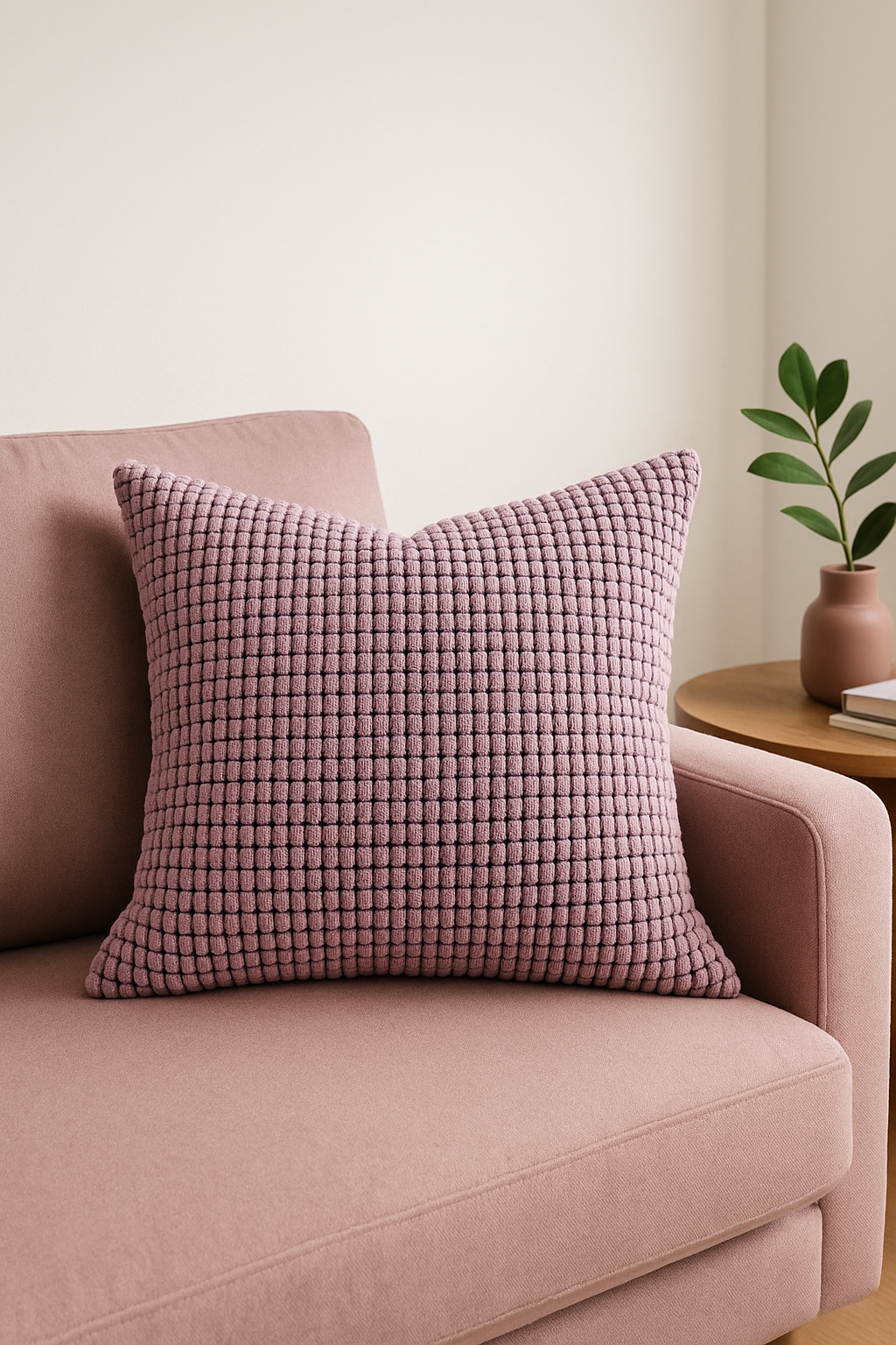 housse de coussin en velours côtelé coloris uni 40 à 70 cm - vue 3 sur 2
