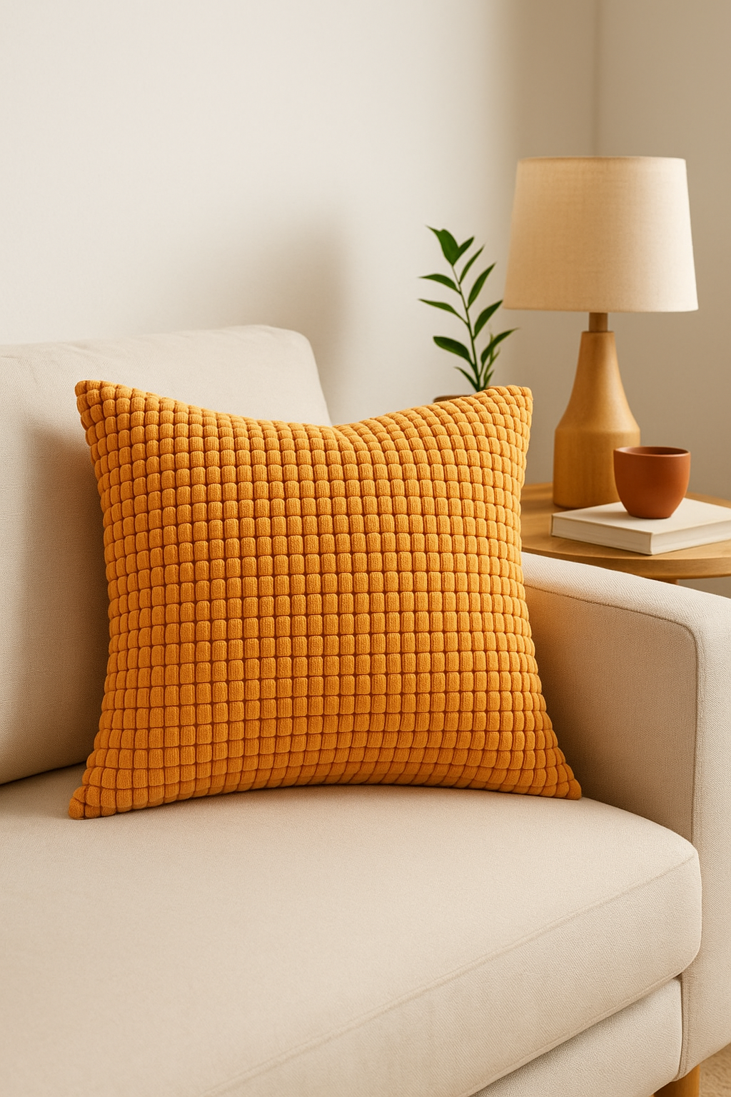 housse de coussin en velours côtelé décoratif pour canapé ou lit - vue 3 sur 2