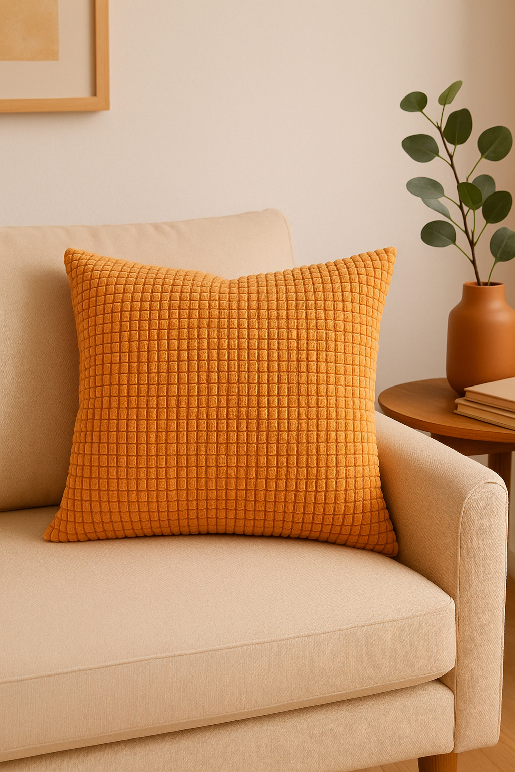 housse de coussin en velours côtelé motif grain de maïs grande taille