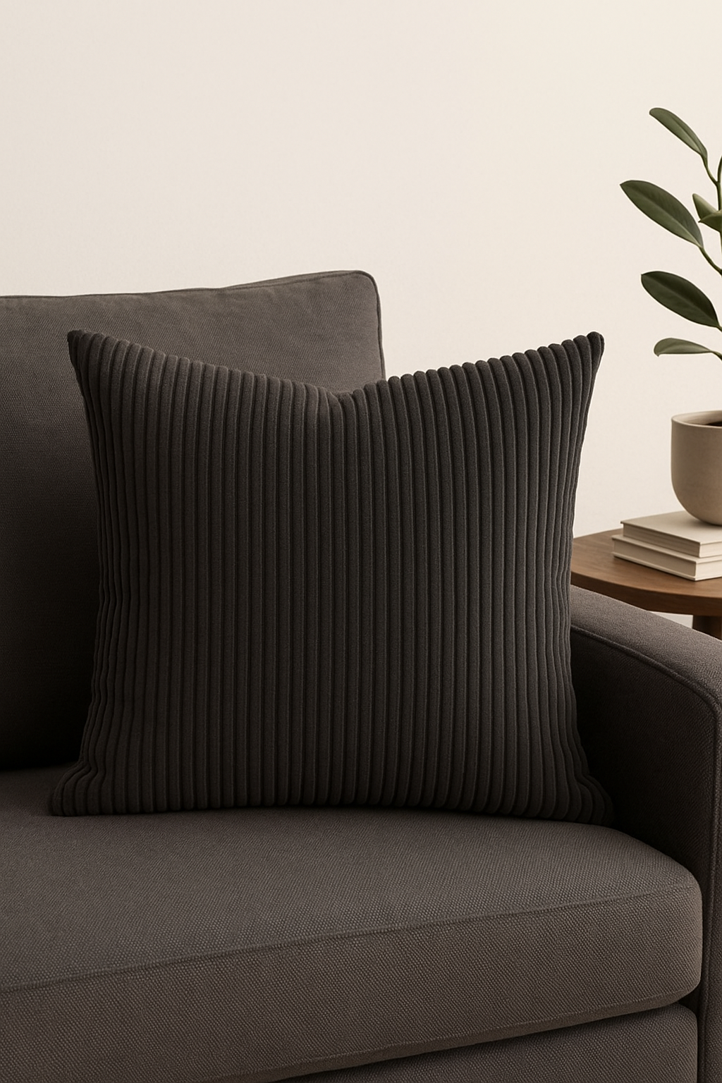 housse de coussin en velours côtelé rayé classique et simple - vue 3 sur 2