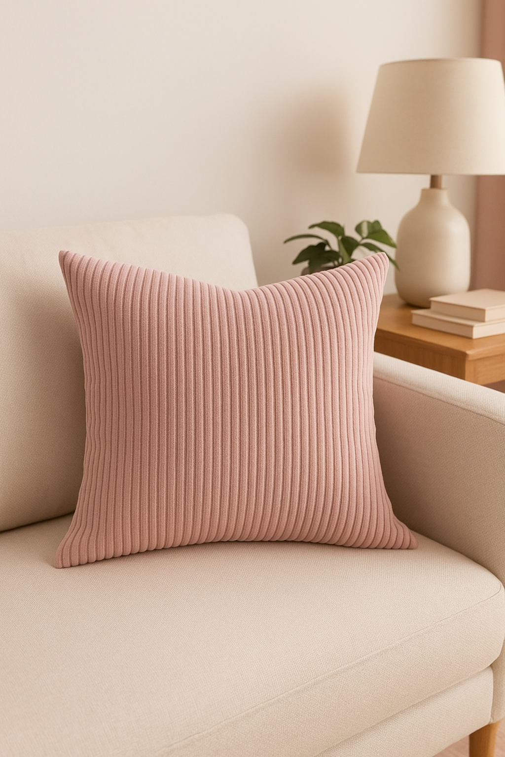 housse de coussin en velours côtelé rayé plusieurs tailles disponibles - vue 3 sur 2