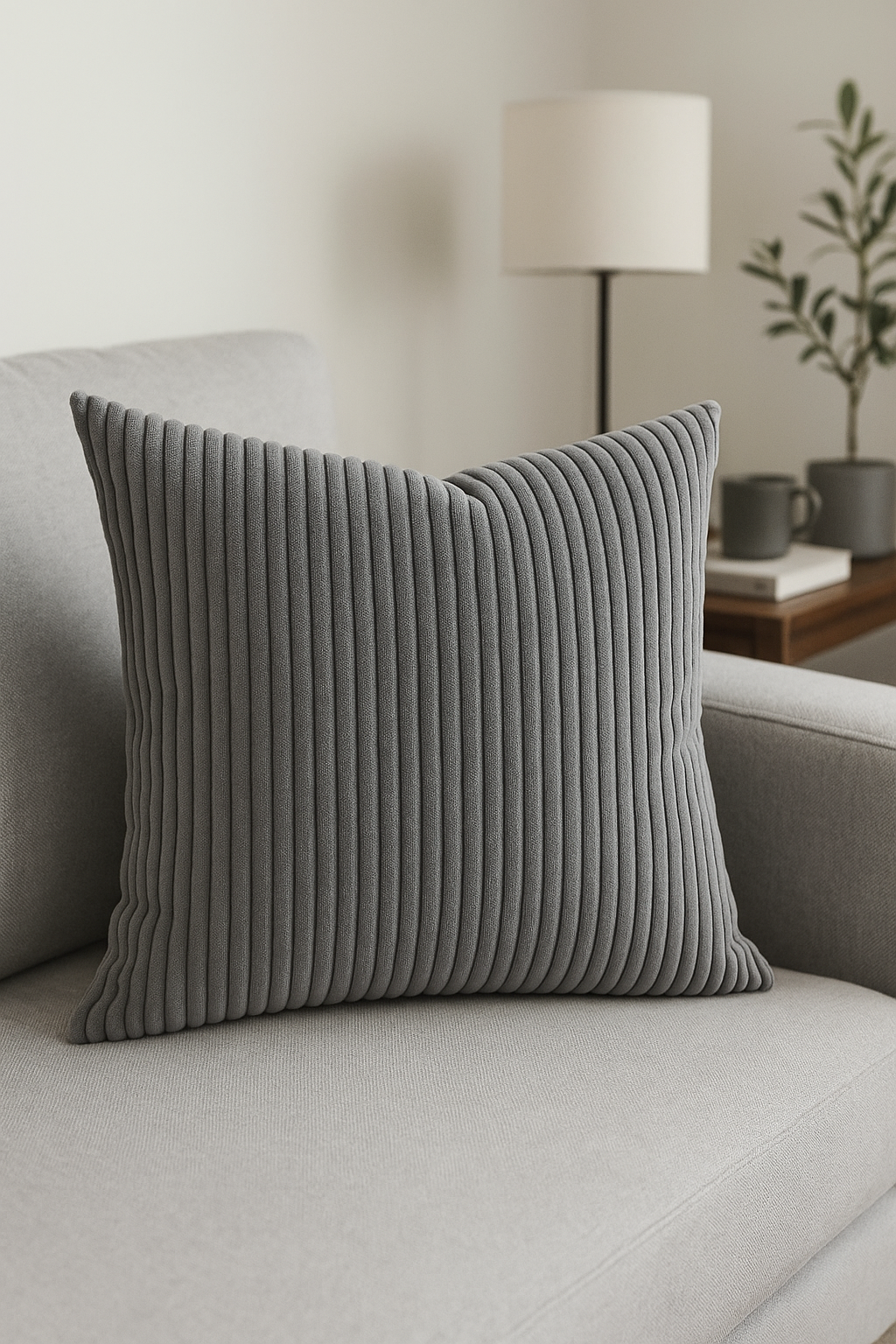 housse de coussin en velours côtelé rayé plusieurs tailles disponibles - vue 3 sur 2