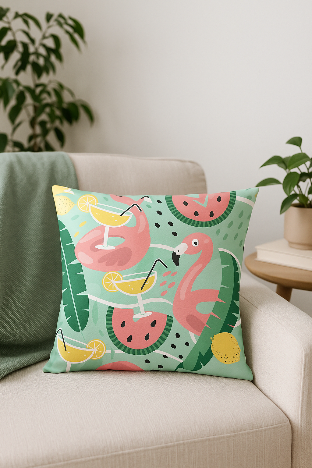 housse de coussin flamant rose pour une touche colorée - vue 3 sur 2