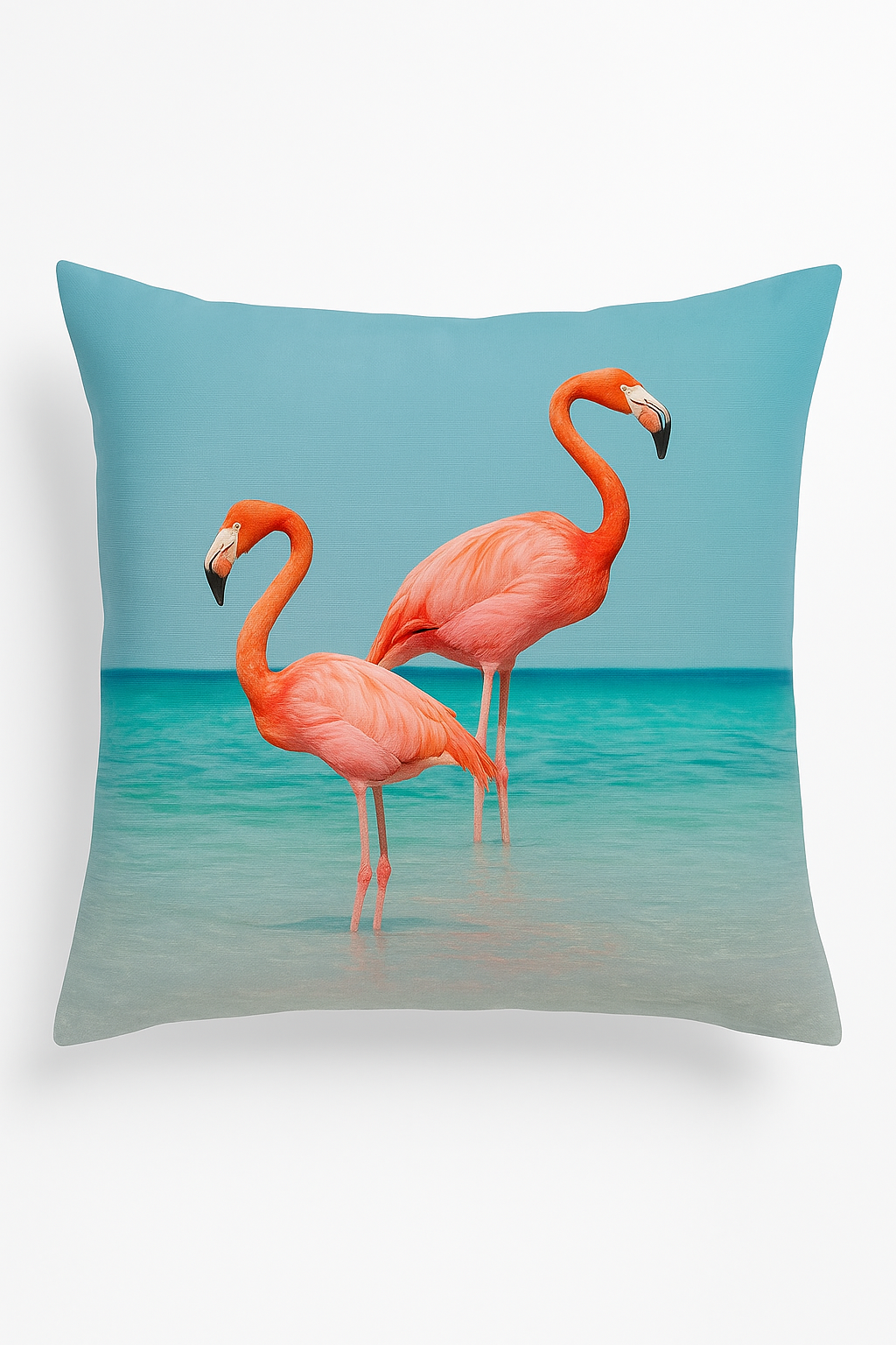 housse de coussin flamant rose tropical 45x45 cm décoratif