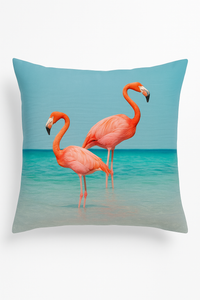 housse de coussin flamant rose tropical 45x45 cm décoratif
