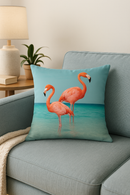 housse de coussin flamant rose tropical 45x45 cm décoratif