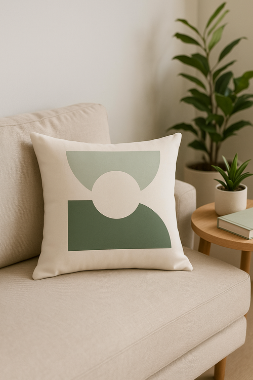 housse de coussin floral vert style abstrait imprimé sur une face - vue 2 sur 2