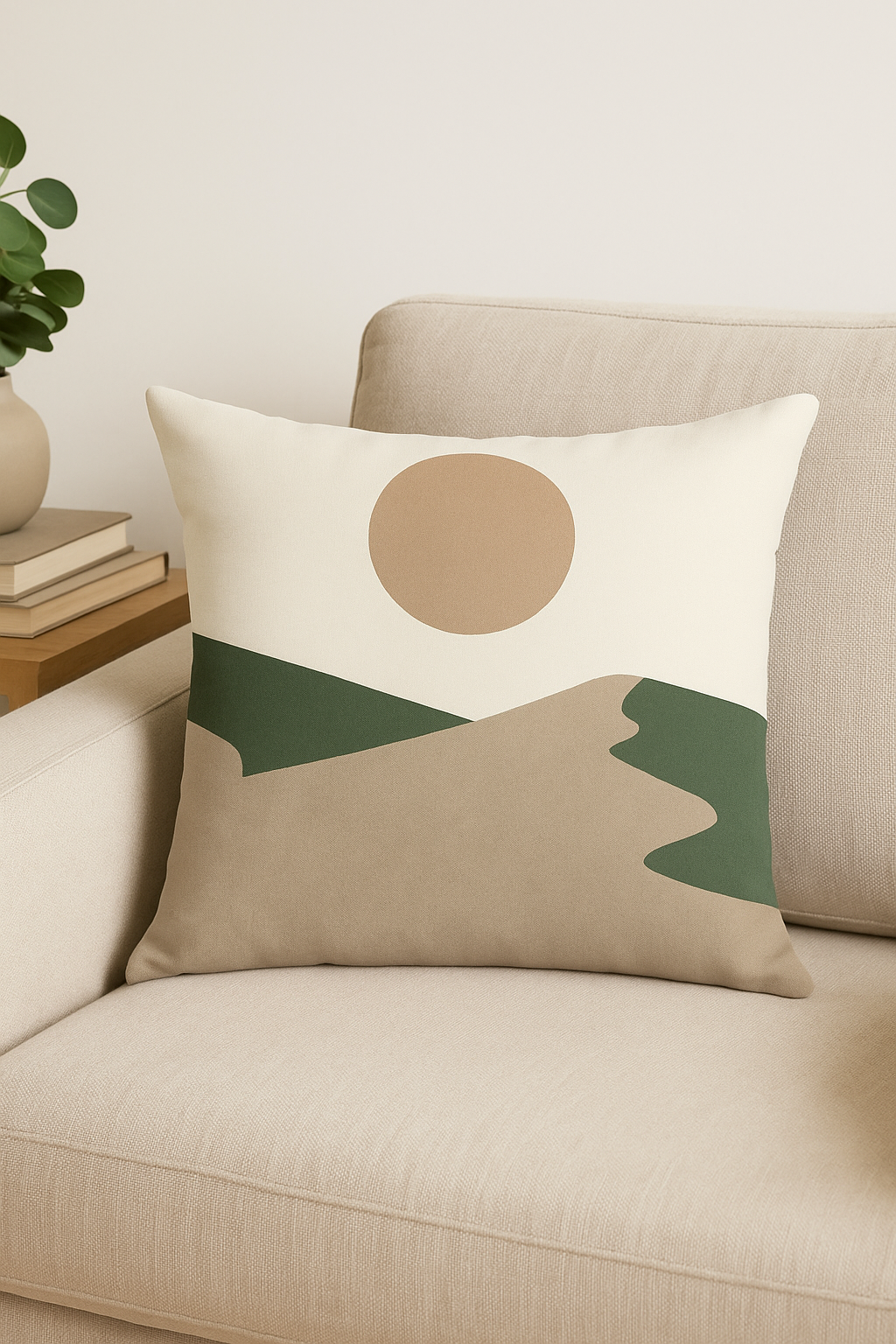 housse de coussin florale verte style abstrait imprimée sur une face