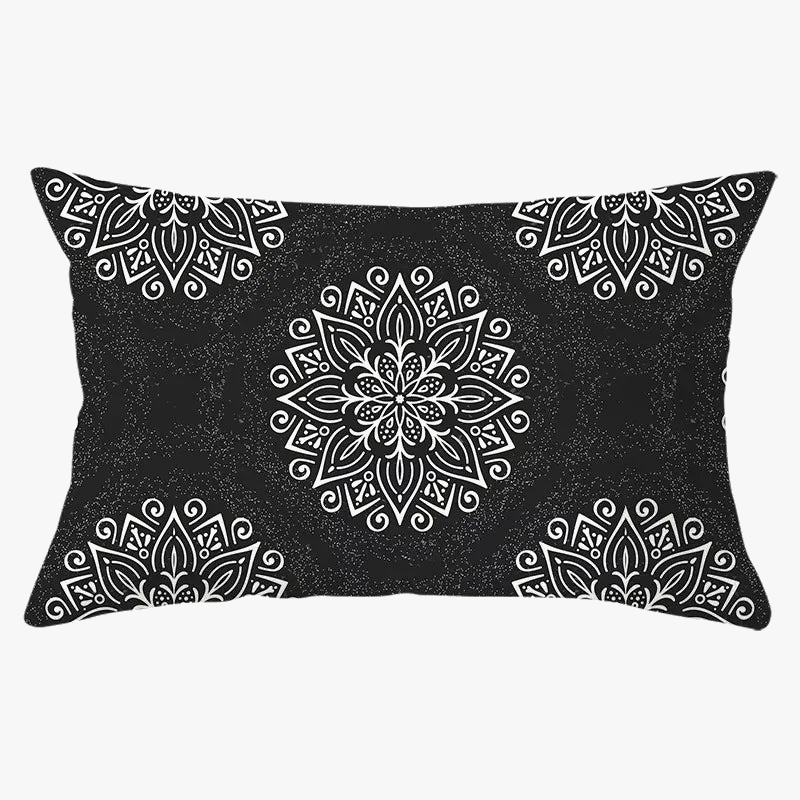 housse de coussin géométrique noir et jaune 30 x 50 cm