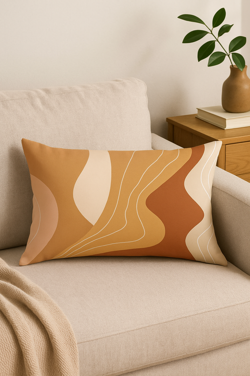 housse de coussin géométrique arc-en-ciel et motif végétal