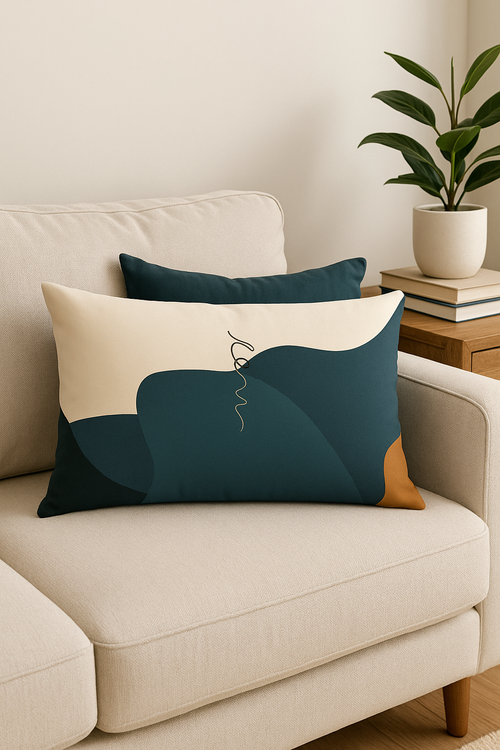 housse de coussin géométrique arc-en-ciel et motifs végétaux