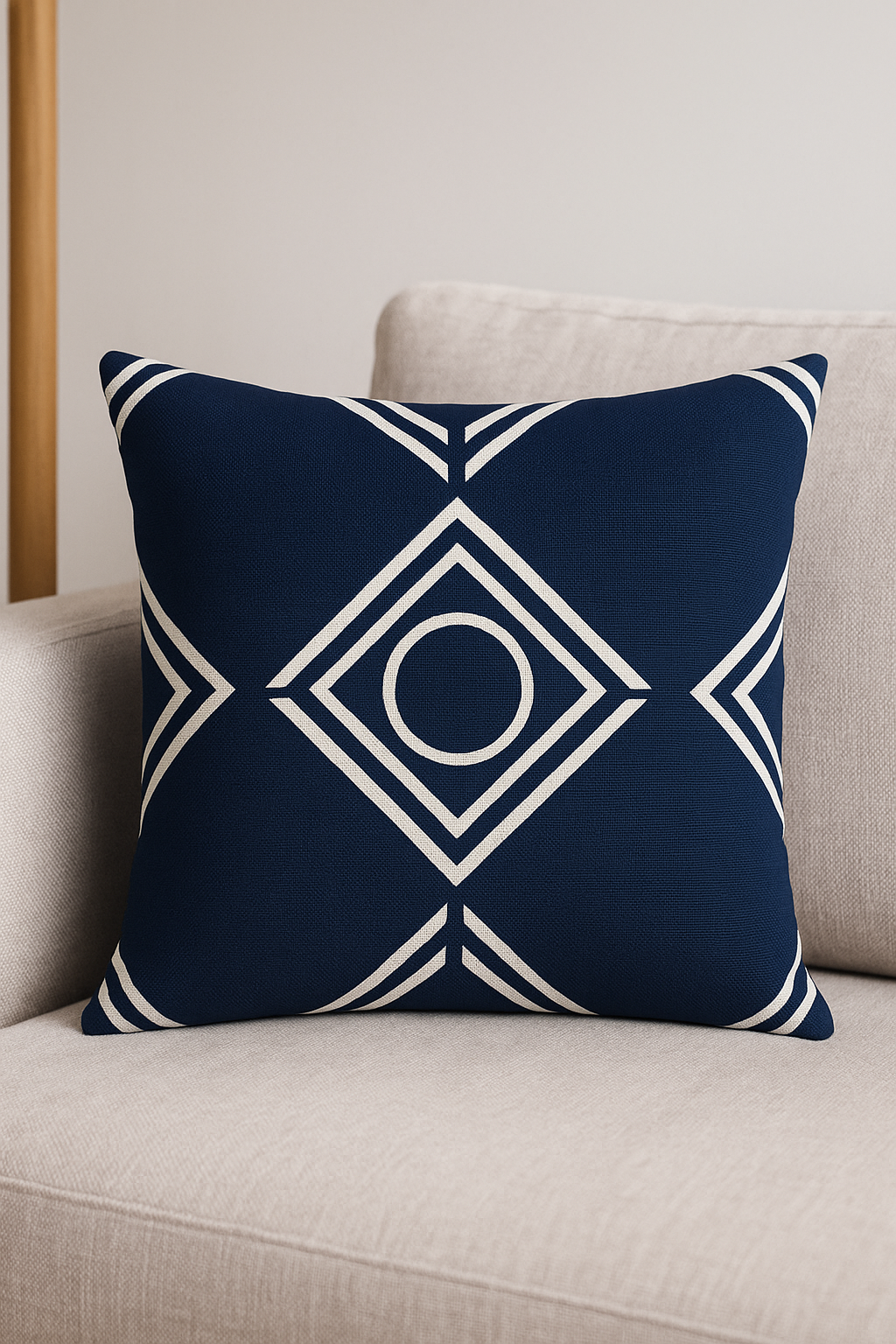 housse de coussin géométrique bleu foncé pour décoration intérieure - vue 3 sur 2