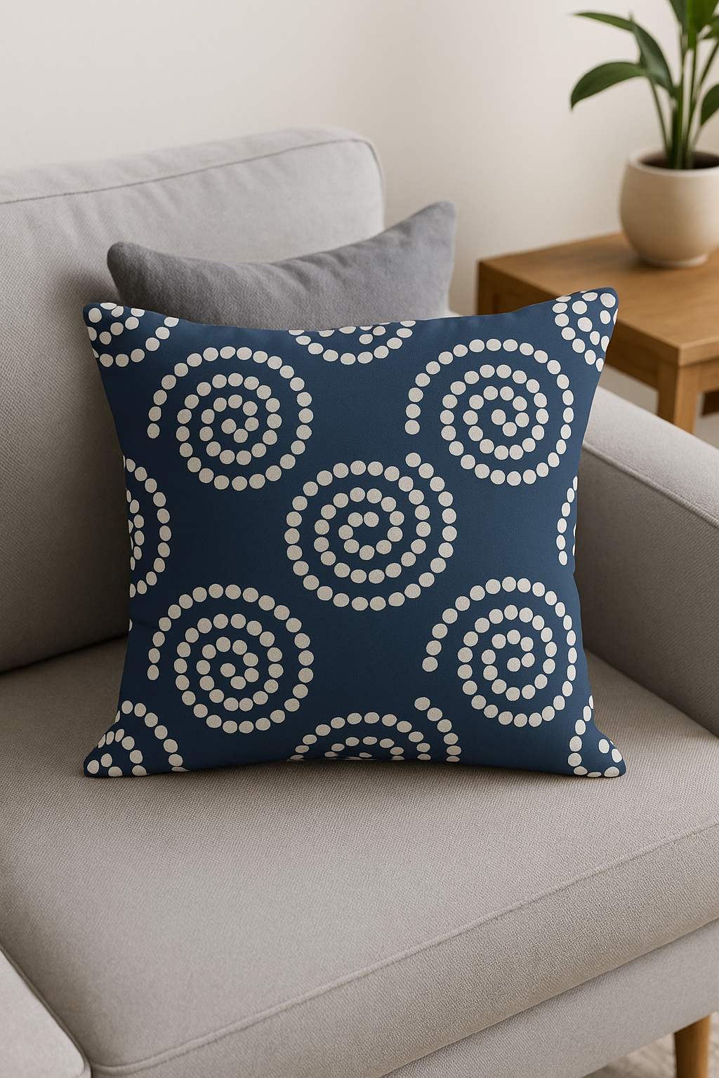 housse de coussin géométrique bleu marine pour décoration moderne - vue 3 sur 2