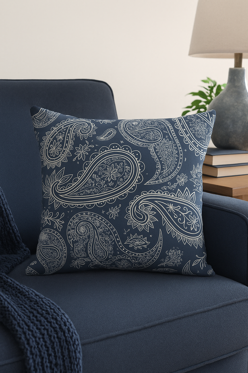housse de coussin géométrique bleu marine style nordique élégant