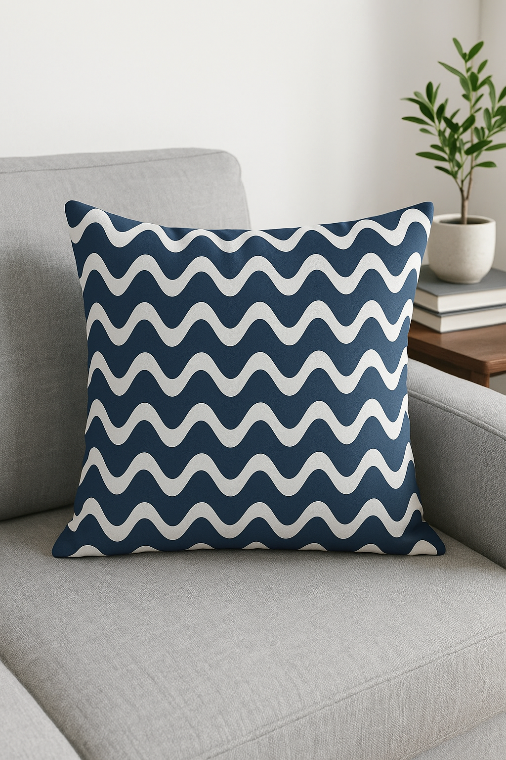 housse de coussin géométrique bleu marine style nordique élégant - vue 3 sur 2