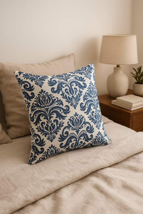 housse de coussin géométrique bleu marine style nordique élégant