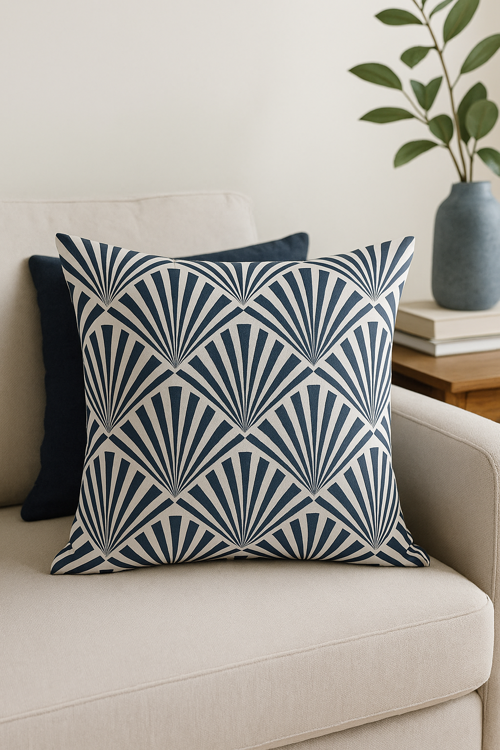 housse de coussin géométrique bleu marine style nordique élégant - vue 3 sur 2