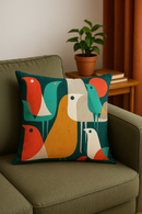 housse de coussin géométrique fleurs sauvages et peau de pêche