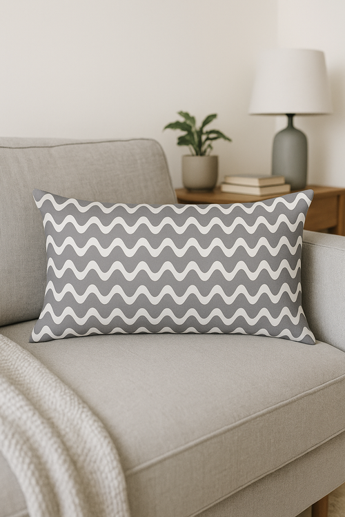 housse de coussin géométrique gris patchwork décorative pour intérieur - vue 3 sur 2