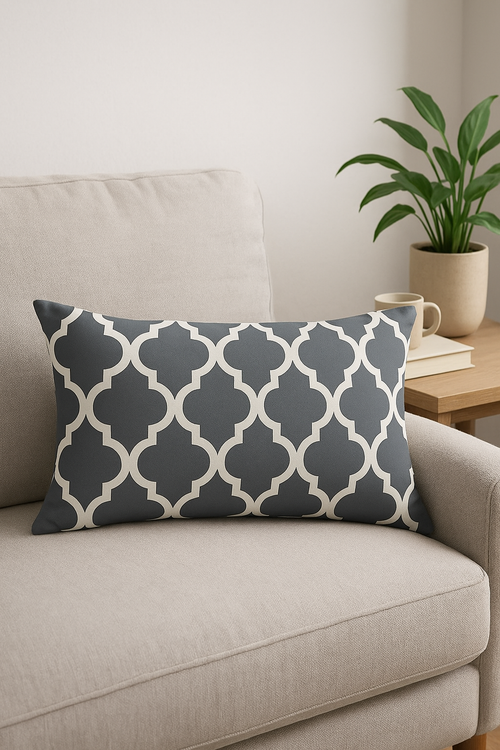 housse de coussin géométrique gris rectangulaire décorative moderne