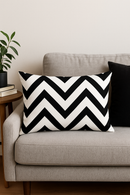 housse de coussin géométrique marbré noir et blanc 30 x 50 cm